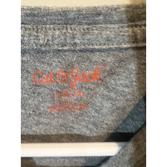 Cat And Jack Girls Size L 10/12 Grey Short Sleeve Shirt Unicorn Raccoon ￼ - Picture 2 of 3